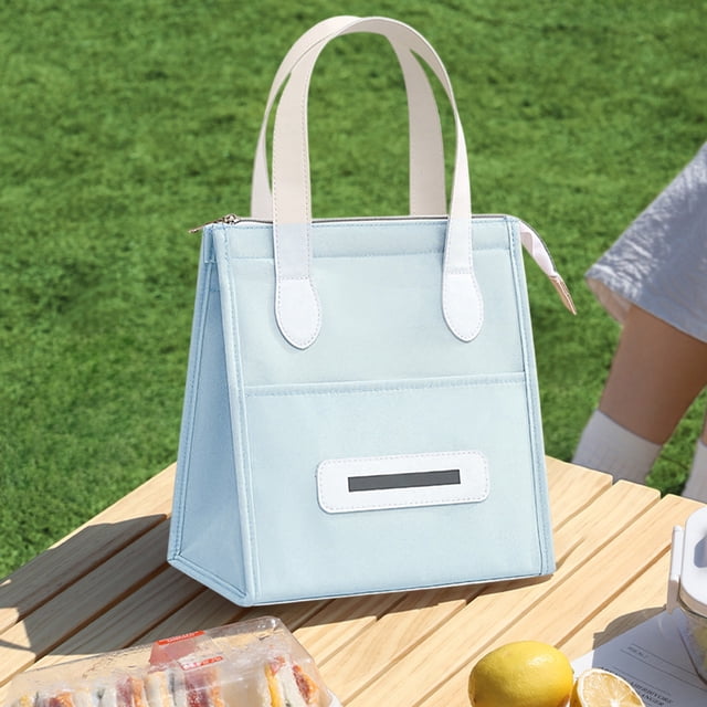Insulated Lunch Bag Large Capacity Waterproof Cooler Tote | Polyester Handheld Office Lunch Box | Thermal Food Storage Bag with Extended Strap for Work School Outdoors