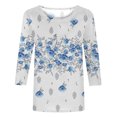 thumbnail image 4 of HKEJIAOI Polyester 3/4 Sleeve Tops pour Women Imprimé Graphique Col Rond Tops pour Women 2023, 4 of 5
