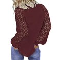 thumbnail image 2 of Coloody Hauts en Dentelle à Manches Longues pour Femmes Blouses Décontractées de Bureau Col Rond T-Shirts Unis, 2 of 2