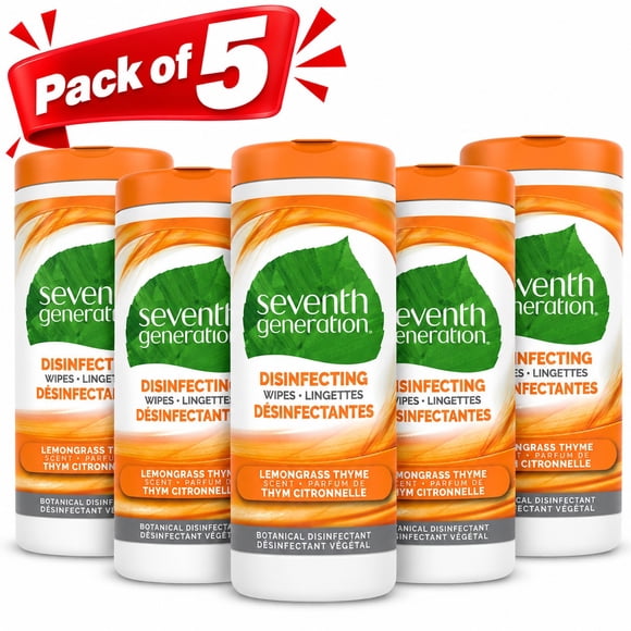 Seventh Generation Lemongrass Thyme Scent Disinfecting Wipes, 35ct (Pack of 5)