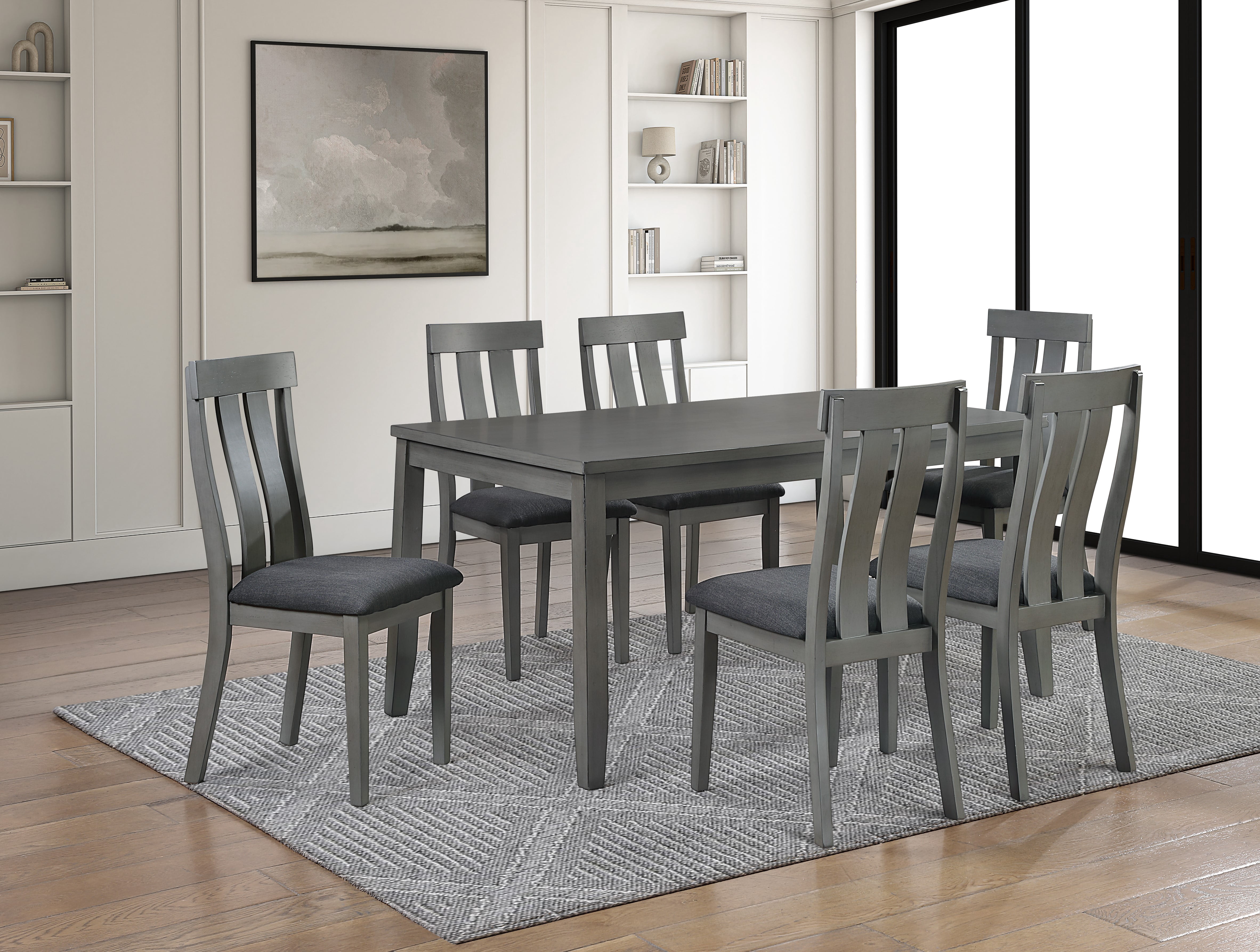K-Living 7 Pcs Mira Solid Wood Dining Table Set (Table with 6 Chairs)