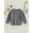 thumbnail image 2 of Faithtur Toddler Baby Round Neck Sweaters, Long Sleeve Solid Color Loose Knitted Pullovers, 2 of 9
