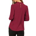 thumbnail image 3 of INSPIRE CHIC Women's Keyhole Stand Collar Pleated Back Button Blouse Tops, 3 of 6