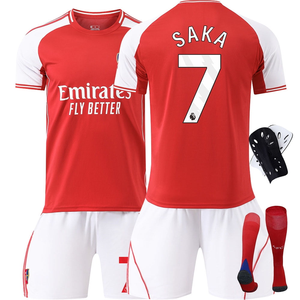 25-26 Season Arsenal Jersey #7 Saka White And Red Classic Football