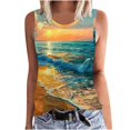 thumbnail image 2 of lSLJS Women Floral Printing Tank Round-Neck Sleeveless Block Tunic Tee Tops, Womens Tank Tops, 2 of 5