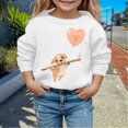 thumbnail image 2 of PMVFHDE Chandails à Col Rond Fille Automne et Hiver Saint-Valentin à la Mode et Intéressant Imprimé Chiot Chandail à Capuchon pour Enfants Blanc, 6-7 Ans, 2 of 4