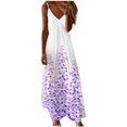thumbnail image 1 of Robe Maxi à Imprimé Floral pour Femmes Sans Manches, Robes d'Été Décontractées, Col en V, Bretelles Spaghetti, Longue Robe Soleil, 1 of 5