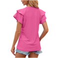 thumbnail image 5 of AherBiu Hauts Boho pour Femmes, Chemises à Manches Courtes à Volants Superposés, Encolure en V Fendue, Tunique Décontractée d'Été, Blouse, 5 of 5