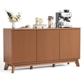 thumbnail image 1 of Modern Farmhouse Sideboard Buffet Cabinet – 58" Walnut Fluted Wood Credenza with Curved Doors, Adjustable Shelves, Versatile Storage for Dining Room, Kitchen, Living Room, or Coffee Bar, Walnut, 1 of 8