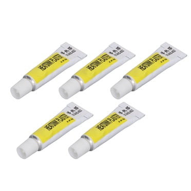 Pâte Thermique en Silicone pour CPU Résistante à Haute Température 25 g, Lot de 5, 300 °C, Conductivité Thermique 0,671 W/m2k, Pâte Blanche Isolante pour Imprimantes 3D, Électronique, Dissipateurs Thermiques et Composants LED – Polymérisation Rapide,