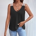 thumbnail image 2 of Birdeem Mode Femmes Décontracté Col en V Sans Manches Dentelle T-Shirt Uni Blouse, 2 of 12