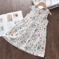thumbnail image 2 of LUOGENLI Robe Été Filles Robe Décontractée Princesse Robes Sans Manches Imprimé Floral Enfants Coton Robe de Plage Robe pour Filles Tendance Été Longueur Genou Blanc 3-4 Ans, 2 of 3