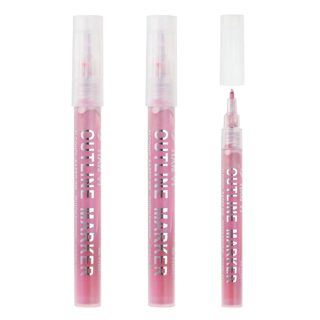 Metallic Marker Pens, 3 Pack Paint Pens Small Point Colored Markers Art Marker Pen, Pink Silver