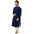 thumbnail image 3 of Atasi Ensemble Kurta Pyjama de Designer Bleu pour Homme Chemise Longue en Coton Porter-Xx-Grand, 3 of 7
