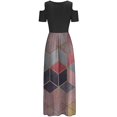 thumbnail image 4 of Robes d'Été pour Femmes 2022 Robe Décontractée Élégante pour Femmes à Épaules Dénudées avec Poches, Imprimé Floral, Maxi à Manches Courtes, 4 of 5