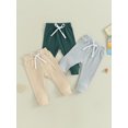 thumbnail image 3 of Faithtur Toddler 3 Piece Long Pants Winter Baby Solid Color Slim Fit Ribbed Bottom Infant Knitted Pull-Up Pants, 3 of 9