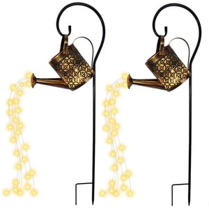 Pack of star-shaped shower garden lights, solar watering can lights, waterproof outdoor hanging LED light string for garden, patio, lawn
