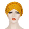 thumbnail image 4 of Women Beading Braid India Hat Muslim Ruffle Cancer Chemo Beanie Turban Wrap Cap, 4 of 9