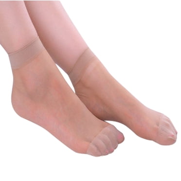 GDREDA 10 Pairs Women Ultra Thin Elastic Silk Girl Short Stockings Ankle Low Cut Socks Beige,One Size