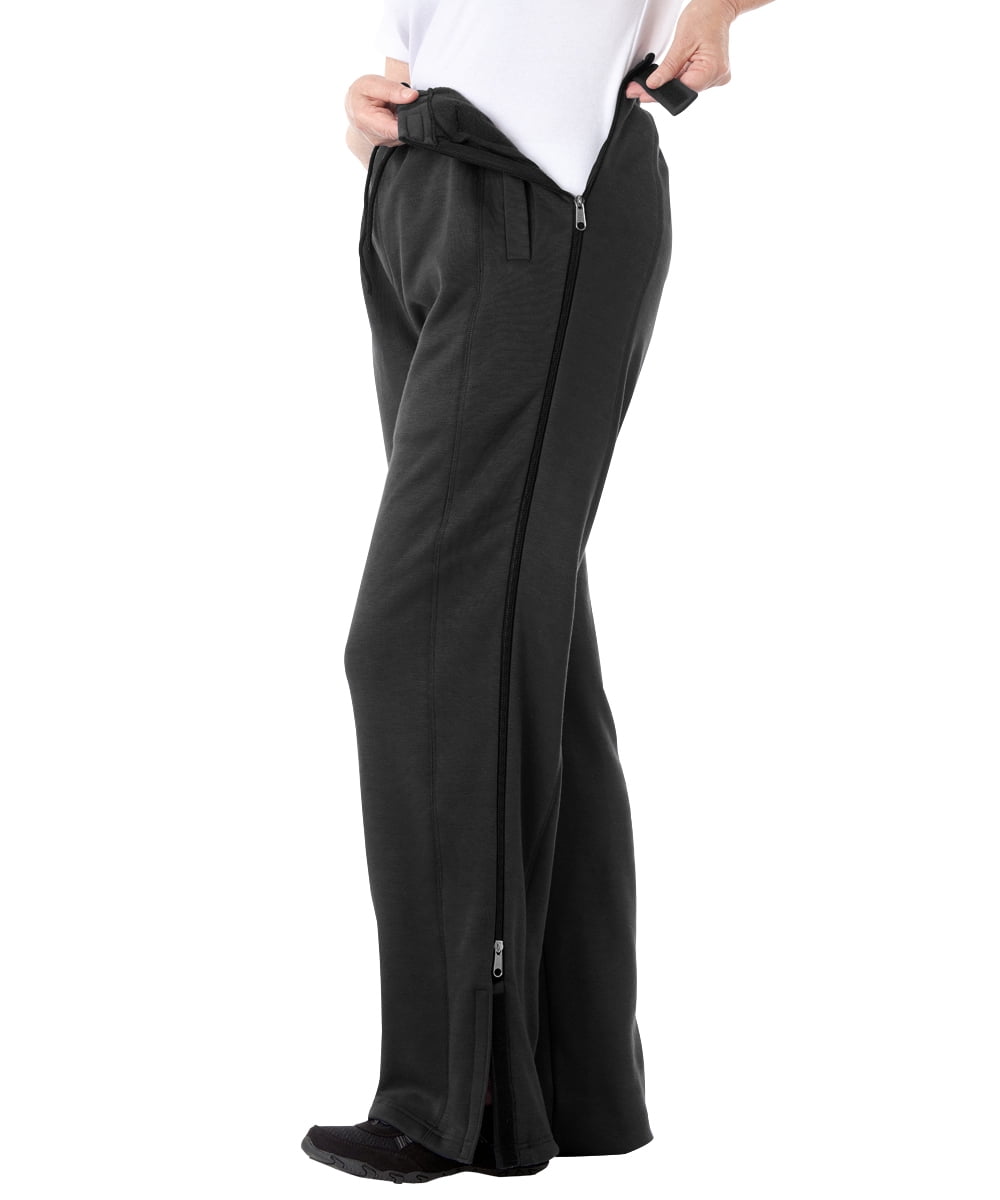 Silverts Men Fleece Tear Away Pant, L, Black