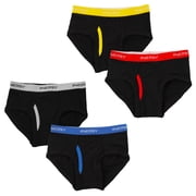 INNERSY Boys Cotton Underwear Soft Briefs Teen Panties for Age 6-18 4-Pack(X-Large,Colorful Waistband)
