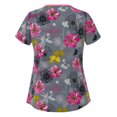 thumbnail image 2 of EGNMCR T-Shirts pour Femmes Femmes Mode Imprimé Floral Manches Courtes Col Hauts Uniforme de Travail Blouse Chemise, 2 of 3