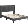 thumbnail image 2 of Yaheetech Velvet Upholstered Bed Frame with Charging Outlets & USB Ports, Queen, Dark Gray, 2 of 6