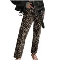 thumbnail image 1 of KIHOUT Women's Leopard Printed Faux Jeans Full Length Mid Rise Cheetah Print Demin Baggy Pants, 1 of 7