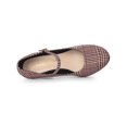 thumbnail image 4 of BLISSFUL STEP Women's Pump Houndstooth Platform Stiletto Heels Pumps Burgundy 6, 4 of 7