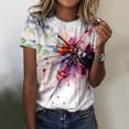 thumbnail image 2 of T-shirts Oversize pour Femmes Été Décontracté Col Rond Manches Courtes Imprimé Fleuri T-Shirt Oversize Femme Rose Vif m, 2 of 4