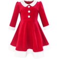 thumbnail image 2 of Girls Dress Christmas Hat Red Velvet Long Sleeve Holiday 10 Years, 2 of 8