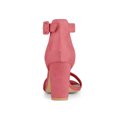thumbnail image 4 of BLISSFUL STEP Women's Shoes Ankle Strap Block Heel Buckle Open Toe Sandals Watermelon Red 6, 4 of 8