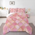 thumbnail image 2 of Pink Marble Comforter Set Metallic Stone Pattern Quilt Gold Glitter Bedding Set Abstract Marbling Texture Duvet Insert For Girls Kids Teens Toddler Size,Pink, 2 of 7