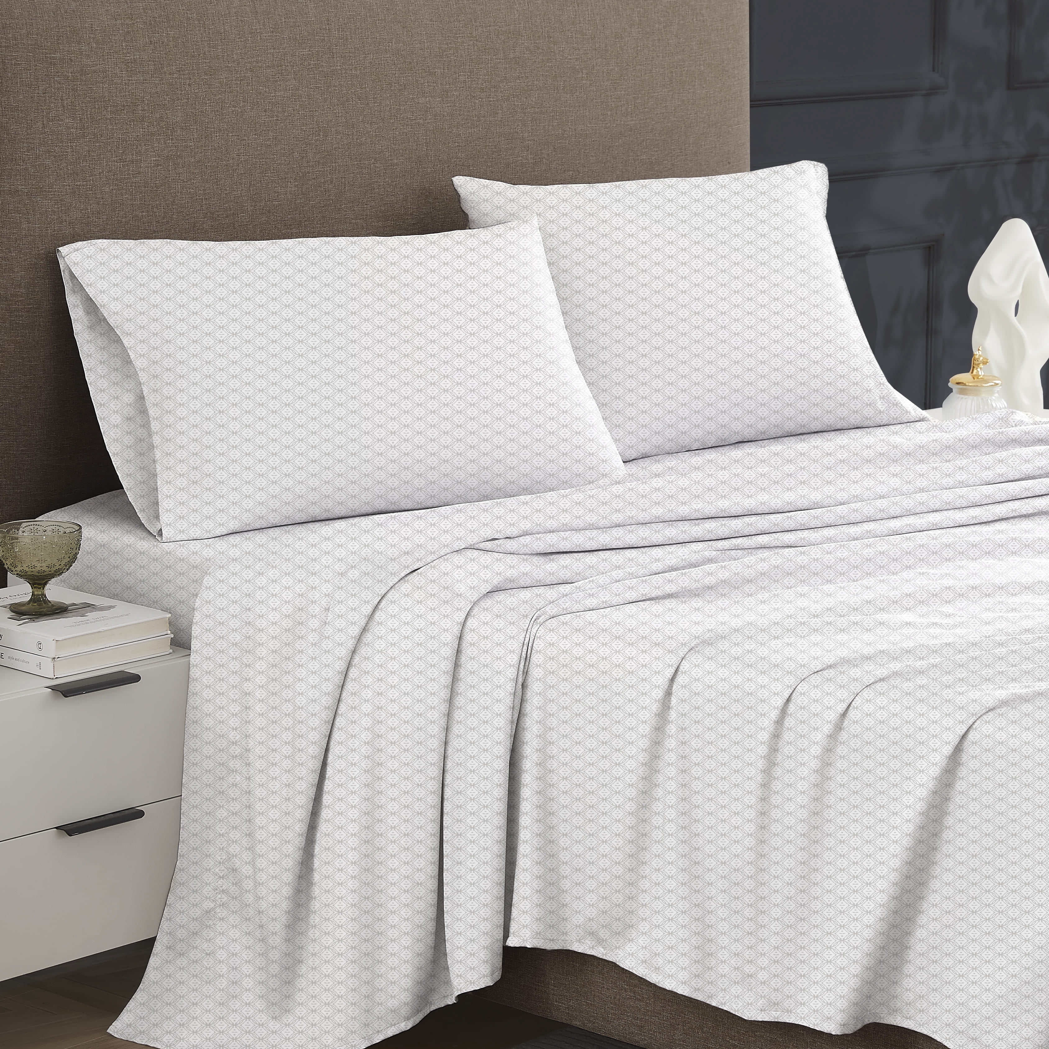 Ensemble de draps 100 % coton à contexture de 400 fils Hometrends, satin de coton