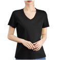 thumbnail image 1 of Timegard Womens Tops V Neck Short Sleeve Comfy Solid Color Basic Tee Casual Loose Workout Top Summer, 1 of 4