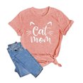 thumbnail image 1 of LUOGENLI T-shirts pour Femme pour Femmes T-Shirt à Col Rond d'Été à Imprimé Chat Coloré en Coton à Manches Courtes Haut T-Shirt 4xlt T-shirts pour Femmes T-shirts Graphiques T-shirts de la Saint-Valentin Orange TTTG, 1 of 2