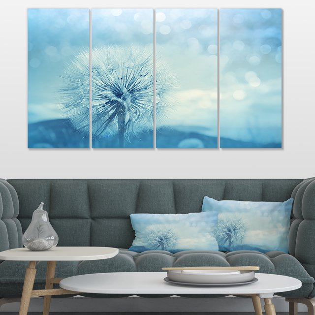 Close Up White Dandelion with Filter - Large Flower Canvas Wall Art