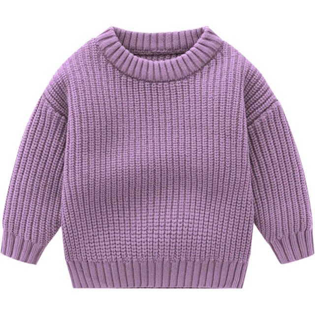Toddler Baby Boys Girls Knit Sweater Solid Oversized Crewneck Sweaters Pullover Sweatshirt Tops Fall Winter Clothes