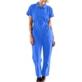 thumbnail image 2 of LSLJS Combinaison Pantalon à Revers Zippée à Taille Plissée Unie Décontractée pour Femme, 2 of 6