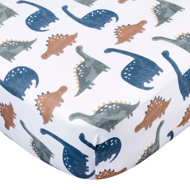 Gerber Childrenswear Knit Fitted Crib Sheet Dinosaur time for Infants.