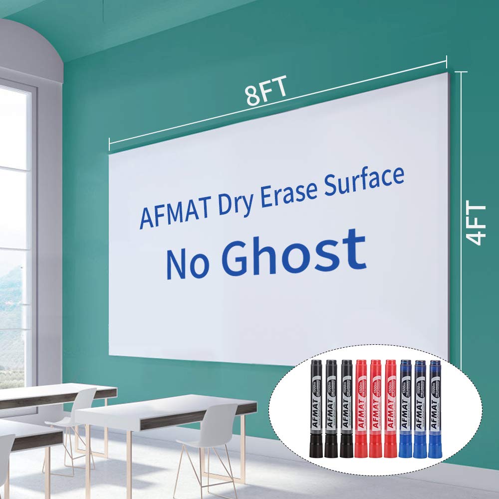 AFMAT Whiteboard for Wall, 8 x 4 ft White Board Sticker, 96 x 48 inches Dry Erase Wallpaper, Peel and Stick Whiteboard Contact Paper Roll for Wall/Ta