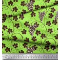 thumbnail image 2 of Soimoi Tissu Poly Georgette Feuilles & Raisins Fruits Tissu Imprimé 1 Yard 42 Pouces de Large, 2 of 3