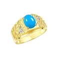 thumbnail image 3 of RYLOS Men's Rings Yellow Gold Plated Silver Designer Nugget Ring Oval 9X7MM Gemstone &  Diamonds  Turquoise Birthstone Rings For Man Size 11, 3 of 7