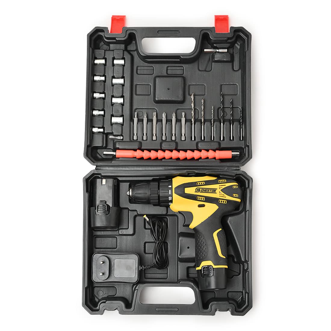 Cordless Drill Driver Kit With 24 Accessories | For Drilling In Wall, Wood, Metal & Screwdriver - 10 Mm, Keyless Chuck With 2 Batteries, Led Torch, Reversible Variable Speed, Drill Kit