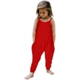 thumbnail image 1 of Girls Romper Solid Jumpsuits Rompers for Girls Sleeveless Rompers with Pockets Girls Outfits Size 5-6 Y, 1 of 4
