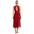 thumbnail image 2 of Sinleey Costumes de Danse Lyrique pour Femmes Robe Longue Fluide en Tulle Sans Manches à Sequins Moderne Contemporain Bordeaux m, 2 of 6