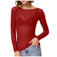 thumbnail image 1 of Chemise en Maille Transparente à Manches Longues pour Femmes Polyester pour Superposition dans Différentes Saisons, 1 of 4