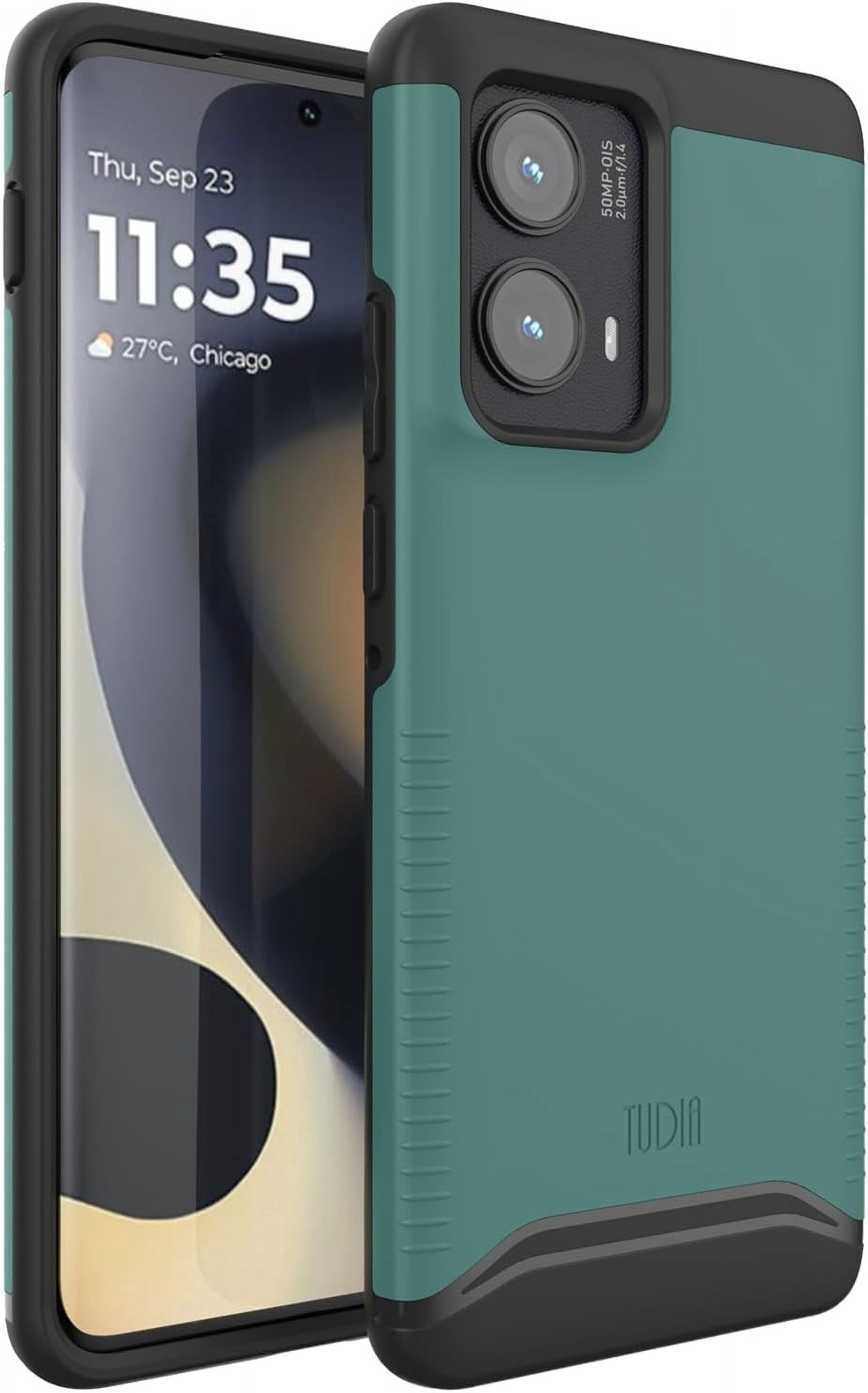 TUDIA Merge Étui Motorola Edge 2024 Robuste Résistant Double Couche Mince - Vert Chasseur