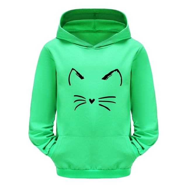 PMVFHDE Liquidation Chandails à Col Rond Filles Enfant Tout-Petit Garçons Filles Manches Longues Imprimés de Dessins Animés Chaud Chandail à Capuchon Chandail Hauts Tenues pour Enfants Survêtement Vert,160
