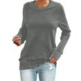 thumbnail image 1 of Pxiakgy T-Shirts pour Femmes T-Shirts pour Femmes Chandail en Molleton Décontracté à Col Rond Manches Courtes Longues Chemise Douce Ample Gris + m, 1 of 4